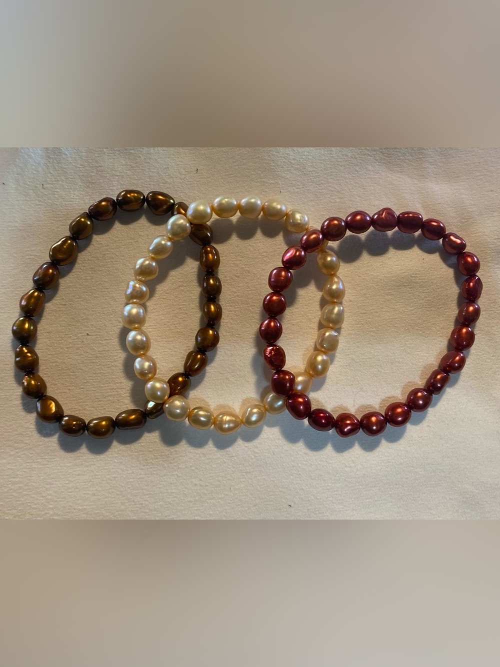 Honora Pearl Stretch Bracelet Set - Cream, Brown & Burgundy